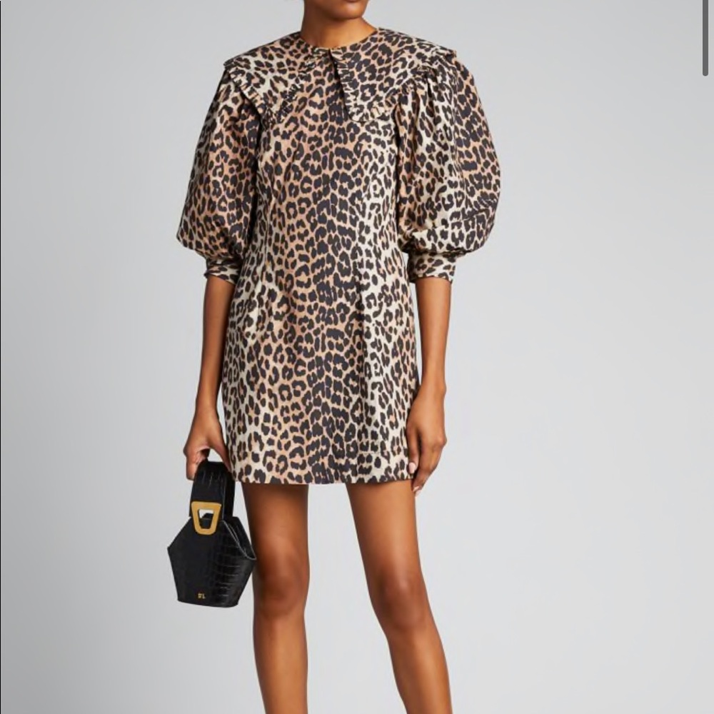 Ganni leopard print poplin dress size 36